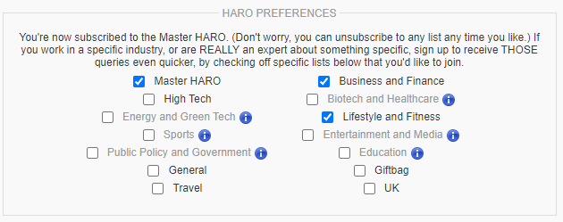 HARO preferences