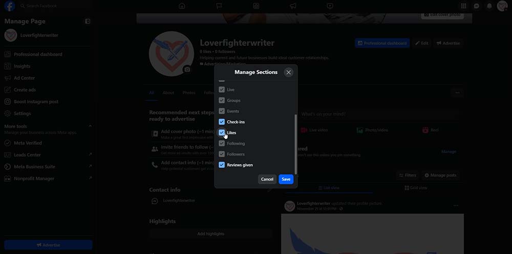 How to Set Up and Optimize a Facebook Business Page Manage Sections
