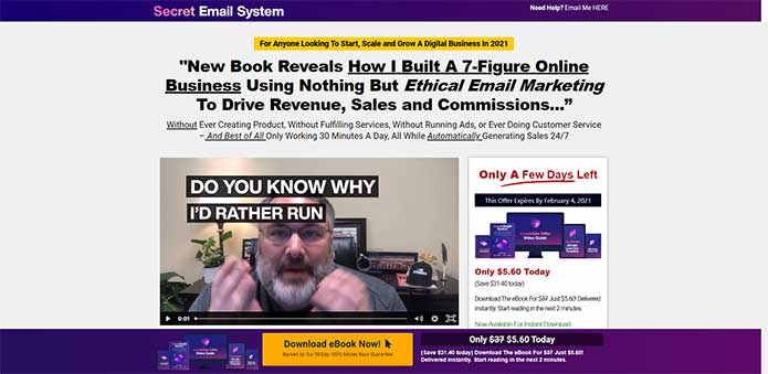 Secret Email System sales page Matt Bacak