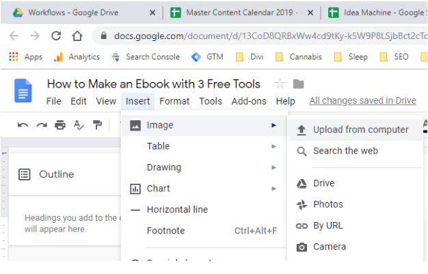 how to insert an image google docs