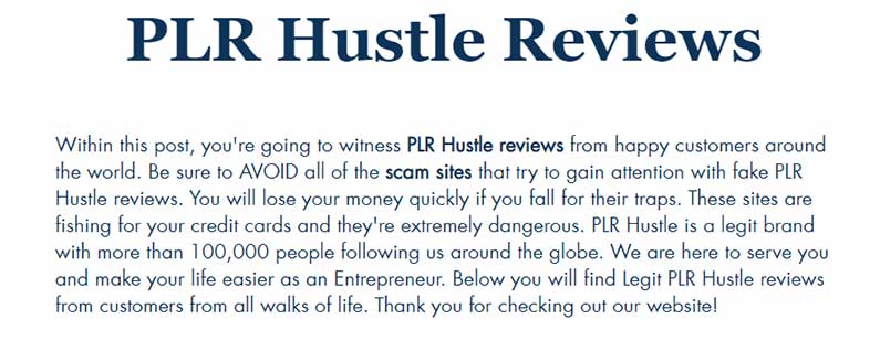 plr hustle reviews page